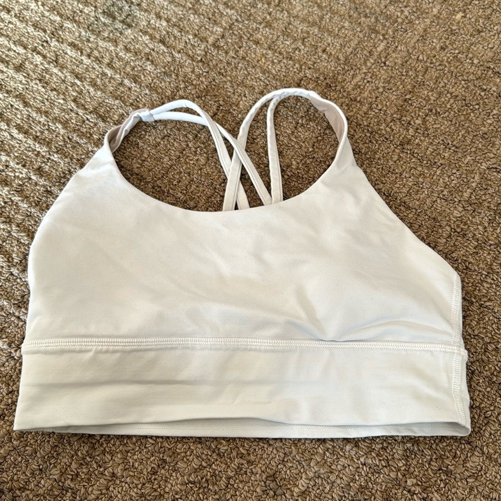 White long line Lulu sports bra